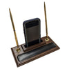 Walnut and Leather Double Pen Stand with Cell Phone Holder Walnut and Leather Double Pen Stand with Cell Phone Holder