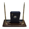 Walnut and Leather Double Pen Stand with Cell Phone Holder Walnut and Leather Double Pen Stand with Cell Phone Holder