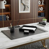 Classic Black Leather 5pc Desk Set, Silver Accent Classic Black Leather 5pc Desk Set, Silver Accent