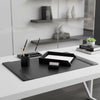 Classic Black Leather 5pc Desk Set, Silver Accent Classic Black Leather 5pc Desk Set, Silver Accent