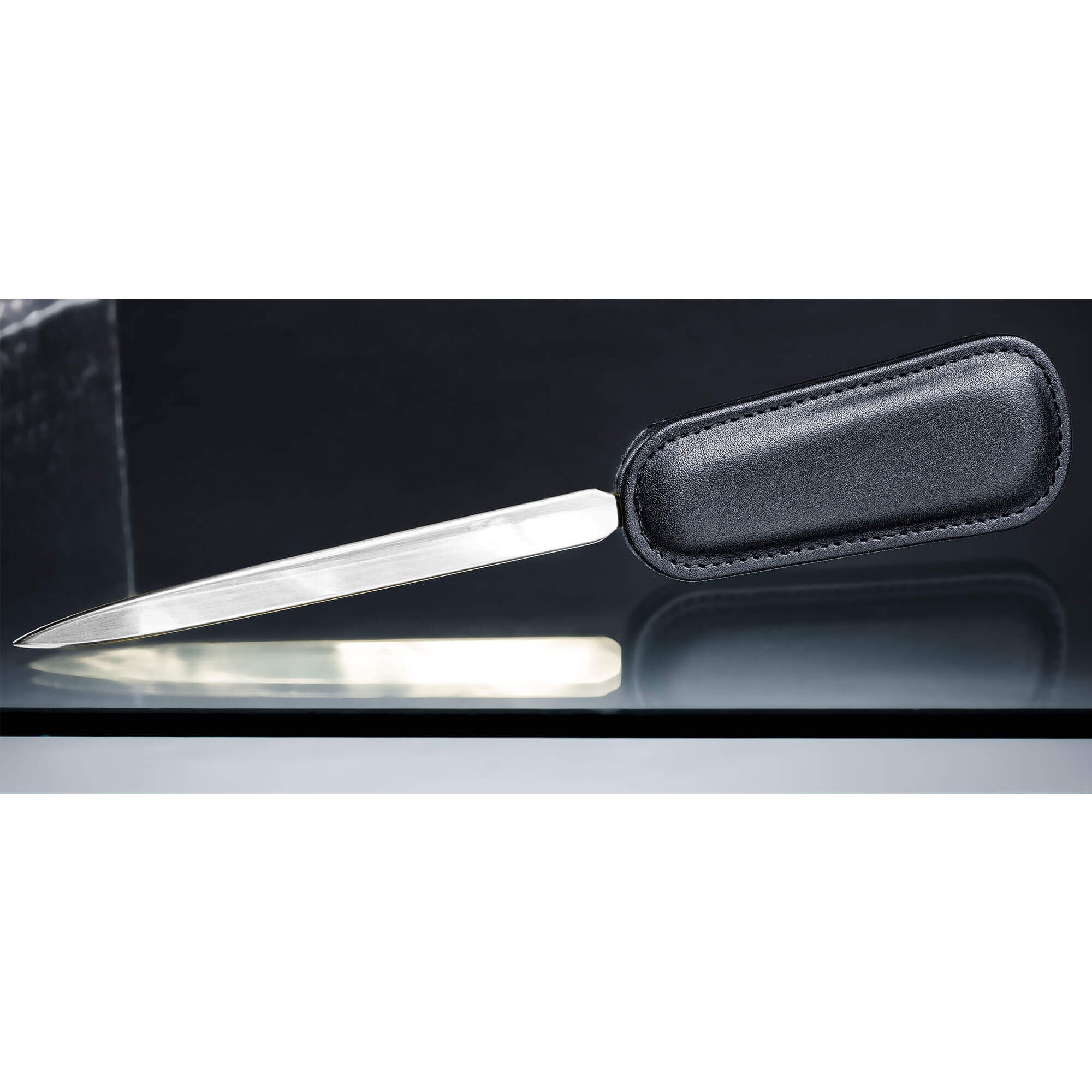 Classic Black Leather 8pc Desk Set, Silver Accent Classic Black Leather 8pc Desk Set, Silver Accent