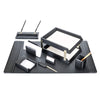 Black Leather 10pc Desk Set, Gold Accent Black Leather 10pc Desk Set, Gold Accent