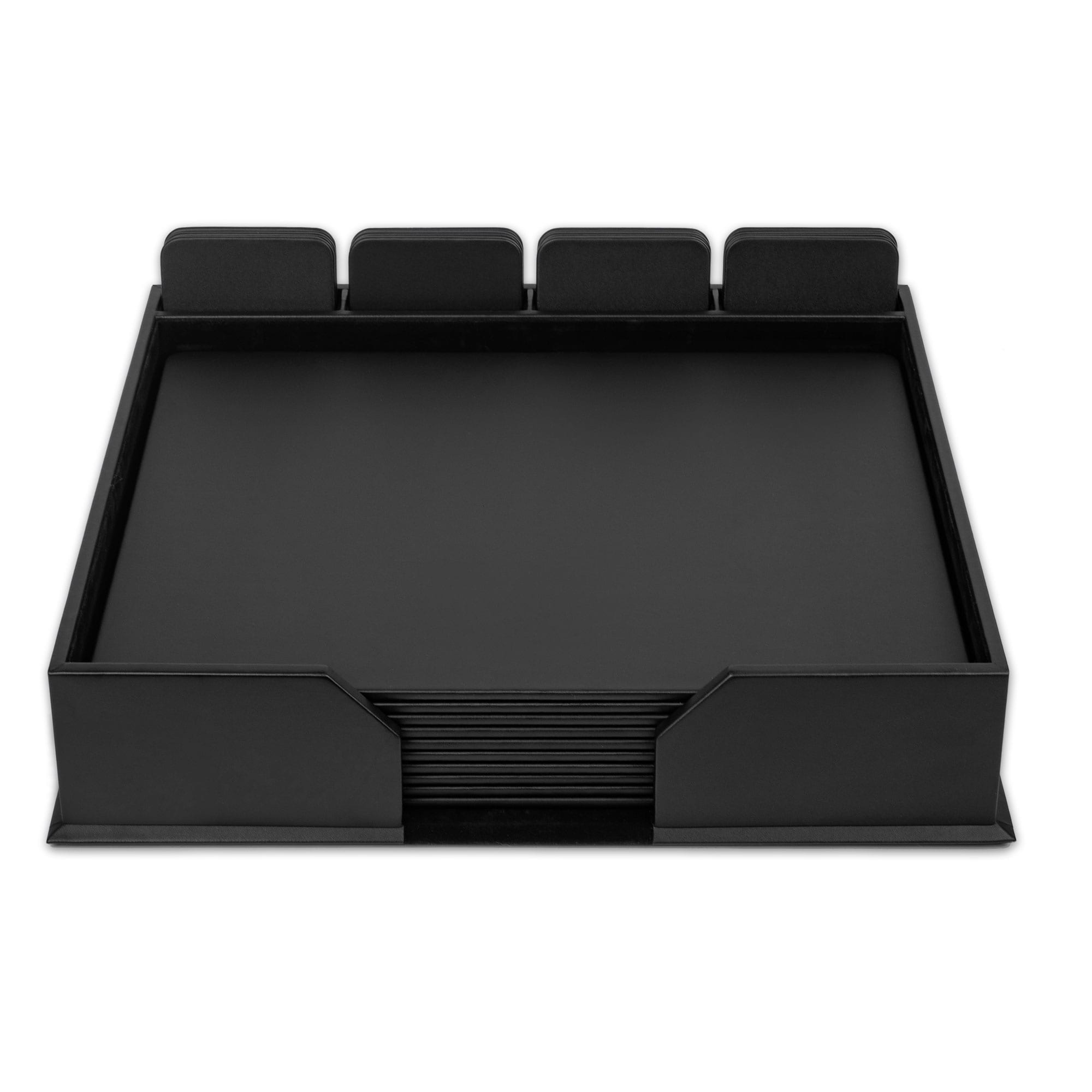 10 Seat Black Leatherette Conference Room Set w/ Square Coasters 10 Seat Black Leatherette Conference Room Set w/ Square Coasters