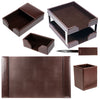 Dark Brown Bonded Leather Desk Set, 8pc Dark Brown Bonded Leather Desk Set, 8pc
