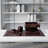 Dark Brown Bonded Leather Desk Set, 8pc Dark Brown Bonded Leather Desk Set, 8pc