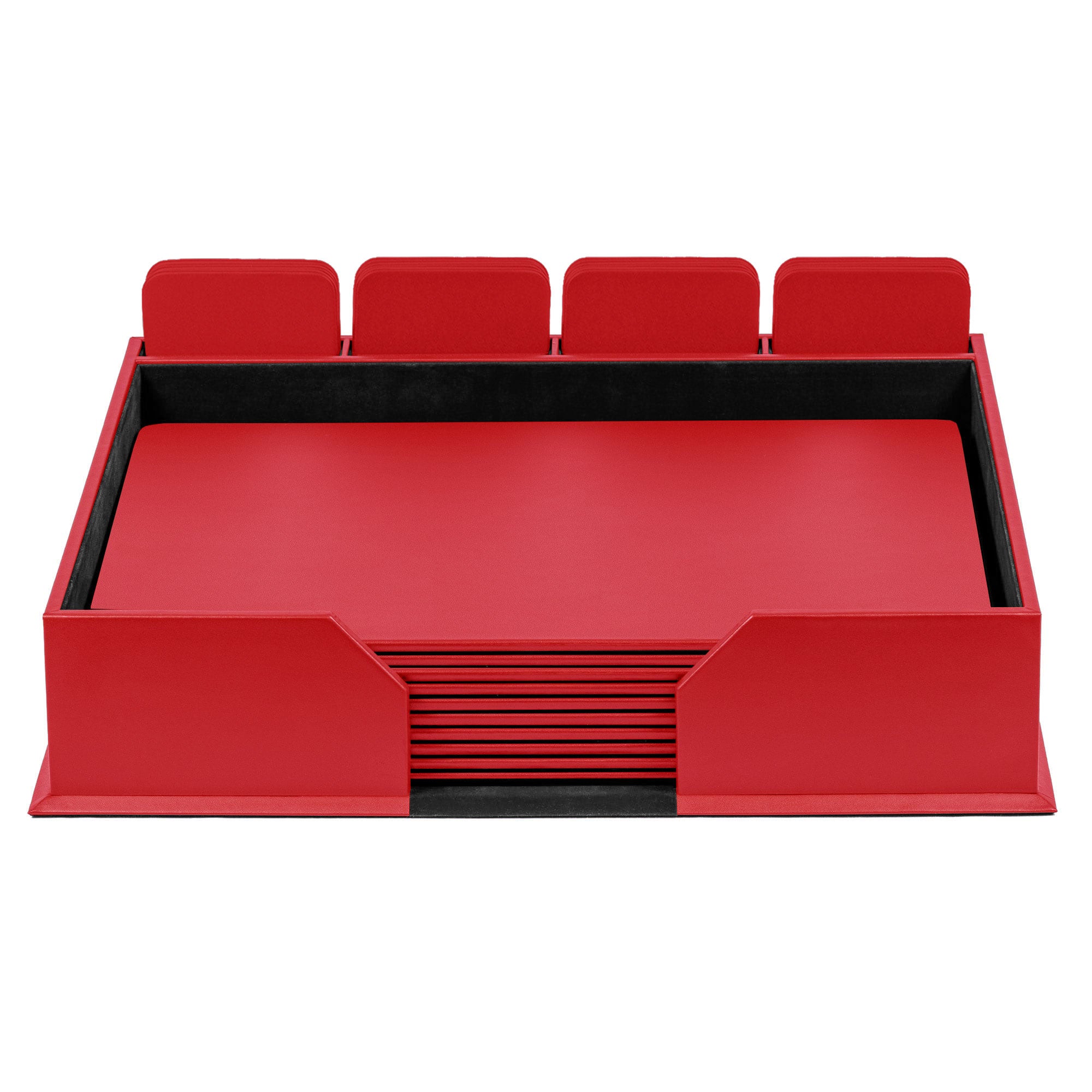 10 Seat Red Leather Conference Room Set w/ Square Coasters 10 Seat Red Leather Conference Room Set w/ Square Coasters