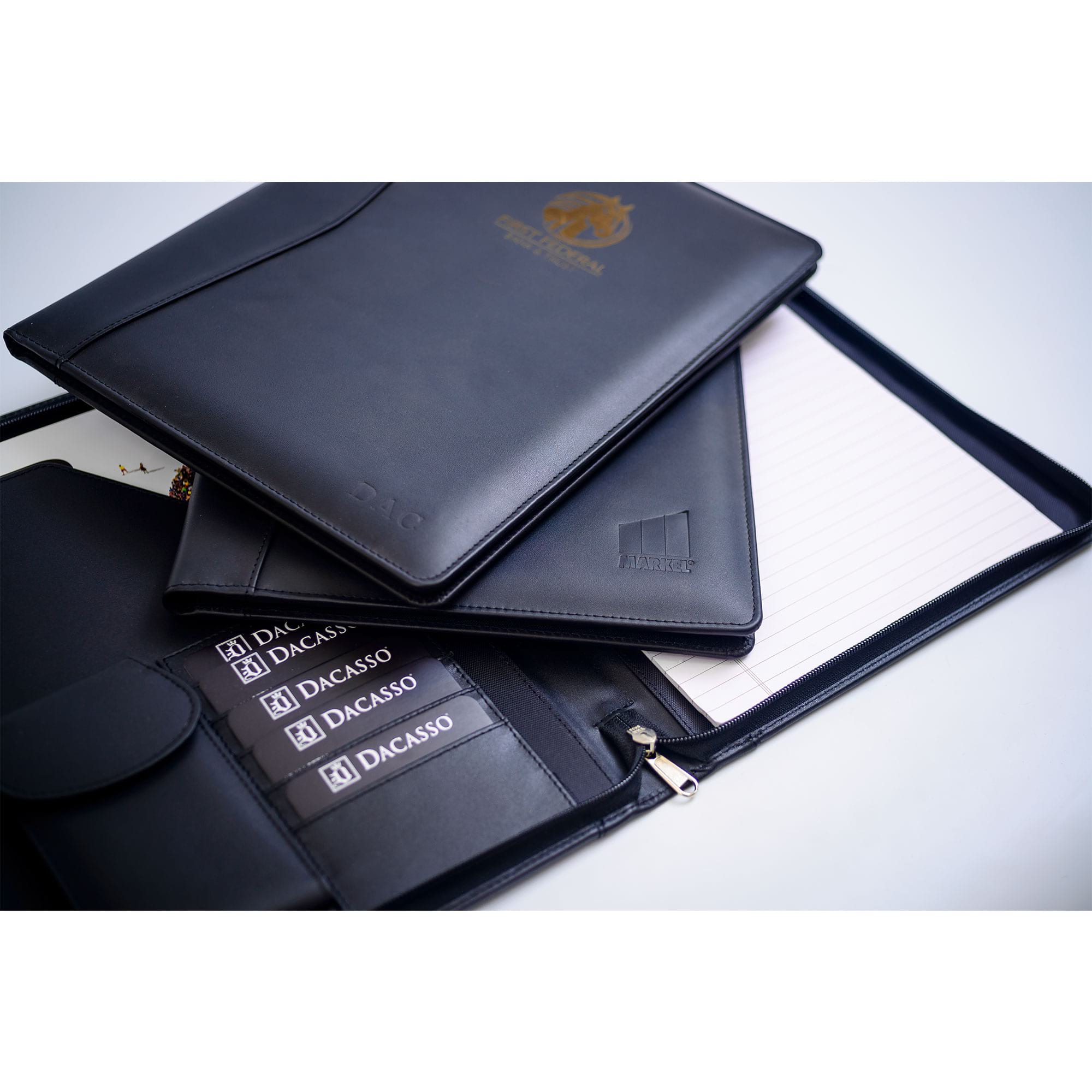 Classic Black Leather Padfolio with Zipper Classic Black Leather Padfolio with Zipper