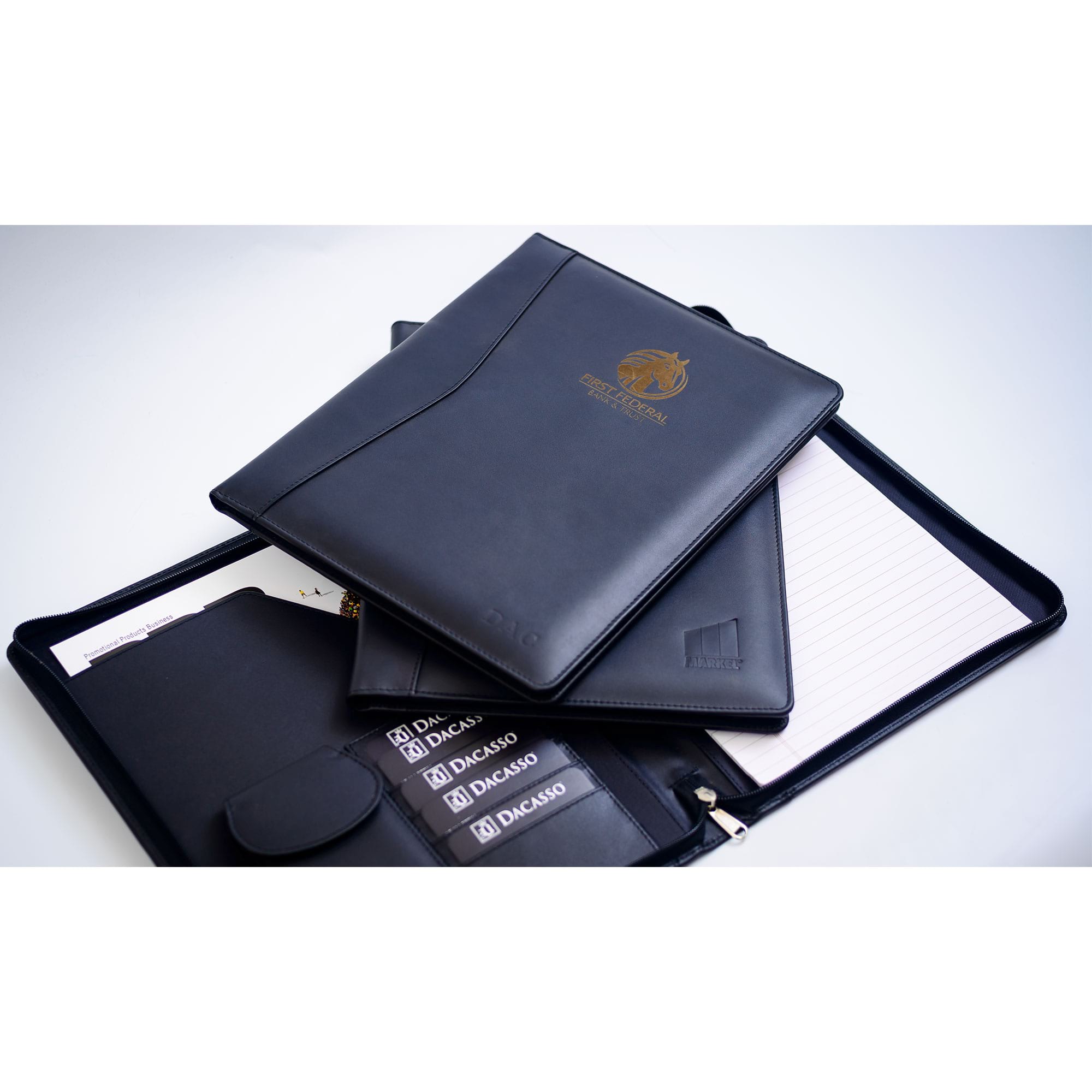 Classic Black Leather Padfolio with Zipper Classic Black Leather Padfolio with Zipper