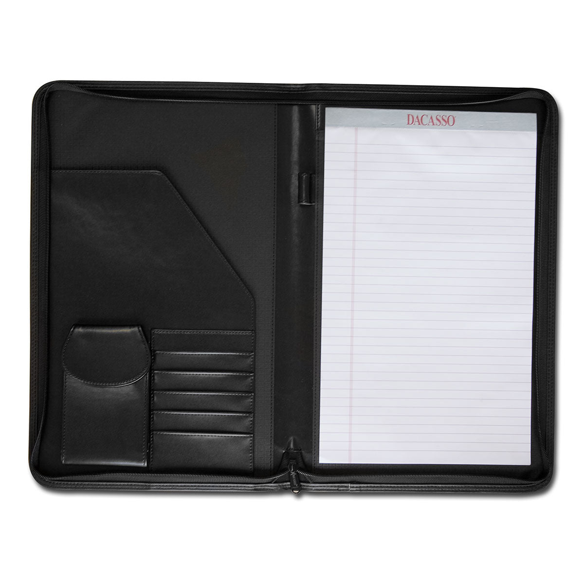 Classic Black Leather Legal Size Padfolio with Zipper Classic Black Leather Legal Size Padfolio with Zipper