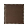 Brown Leatherette Low Profile Square Coaster w/ White Stitching Brown Leatherette Low Profile Square Coaster w/ White Stitching