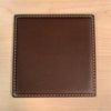 Brown Leatherette Low Profile Square Coaster w/ White Stitching Brown Leatherette Low Profile Square Coaster w/ White Stitching