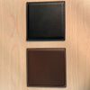 Brown Leatherette Low Profile Square Coaster w/ White Stitching Brown Leatherette Low Profile Square Coaster w/ White Stitching