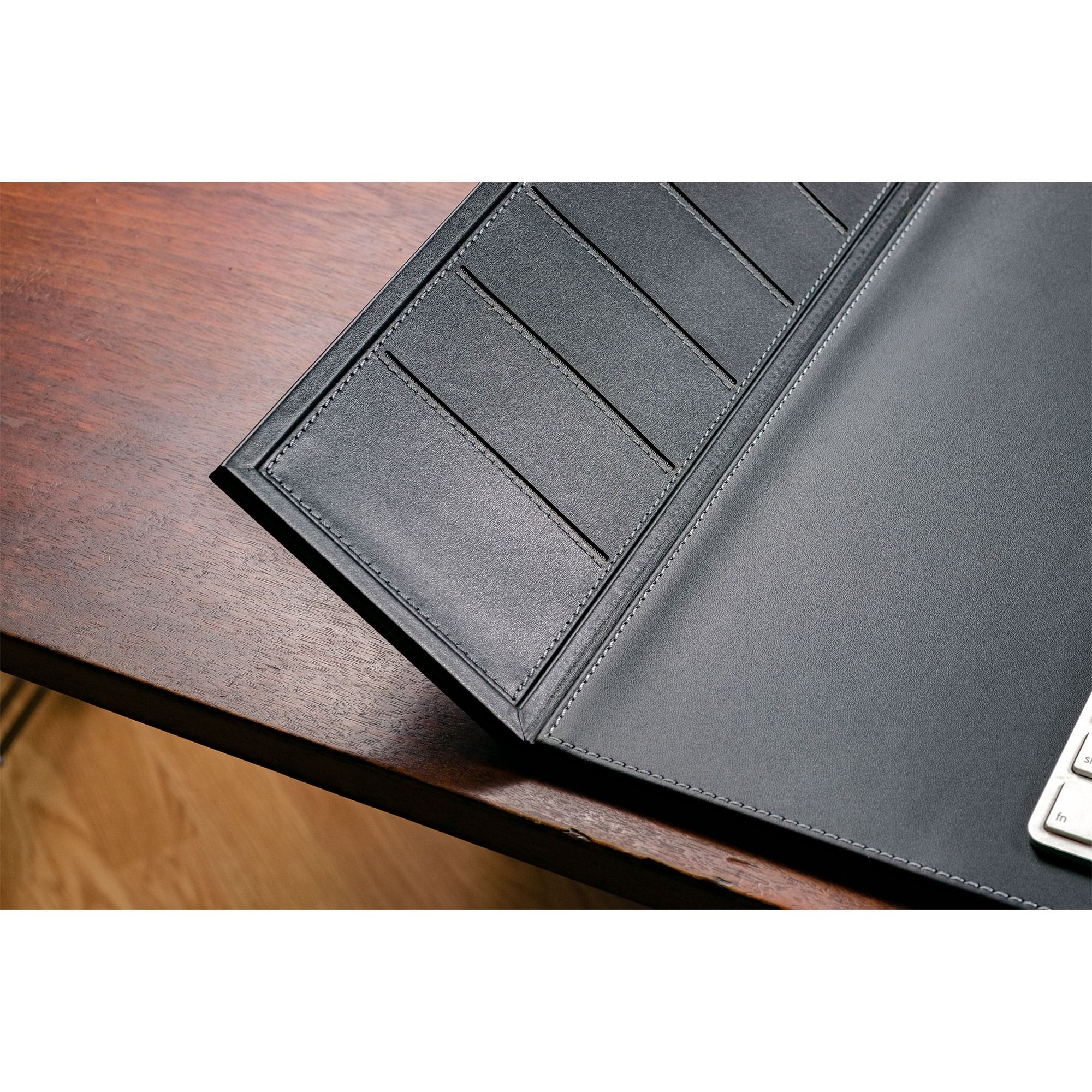 Classic Black Leather 34 x 20 Desk Mat with Folding Side Rails Classic Black Leather 34 x 20 Desk Mat with Folding Side Rails