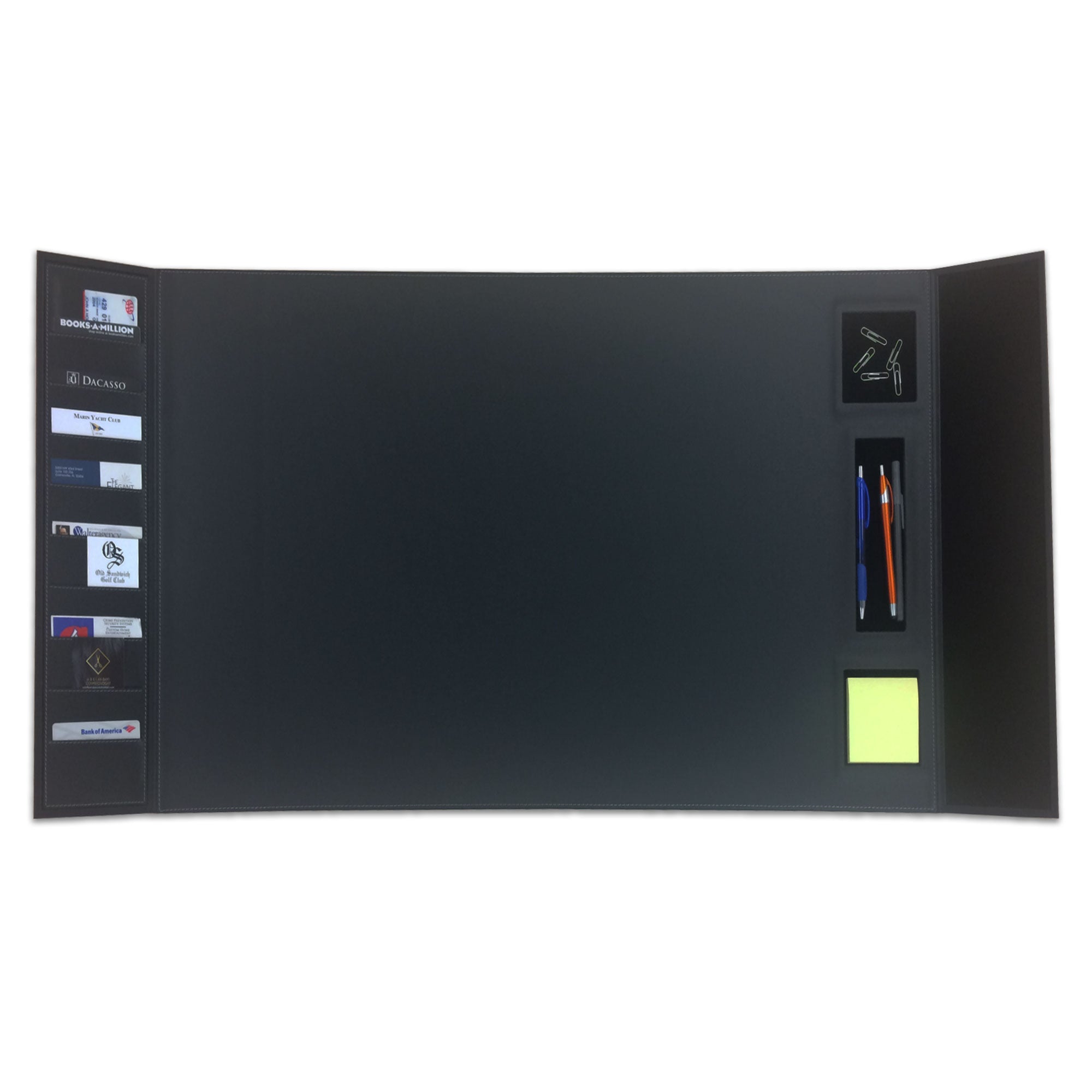 Classic Black Leather 34 x 20 Desk Mat with Folding Side Rails Classic Black Leather 34 x 20 Desk Mat with Folding Side Rails