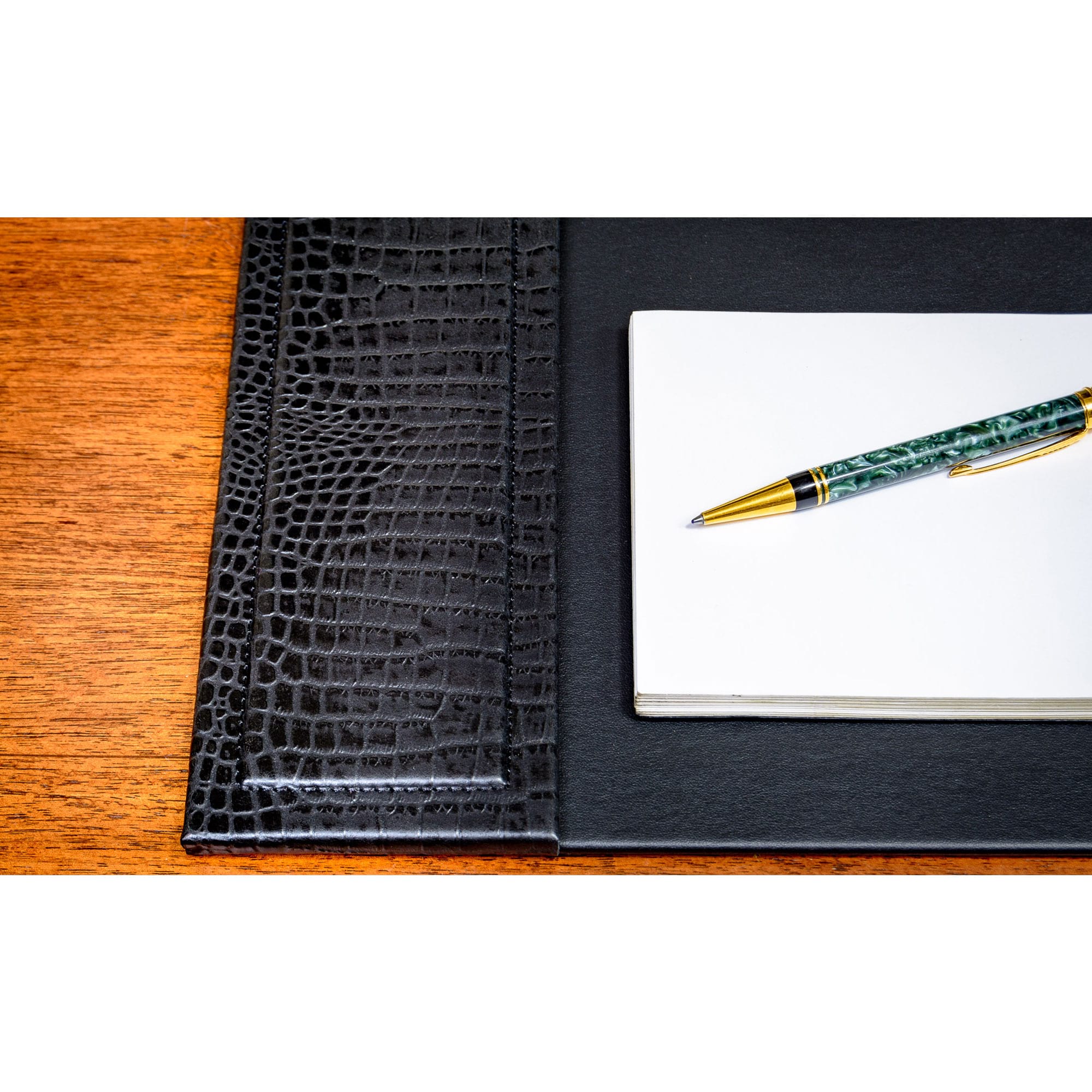 Black Crocodile Embossed Leather Desk Pad, 34 x 20 Black Crocodile Embossed Leather Desk Pad, 34 x 20