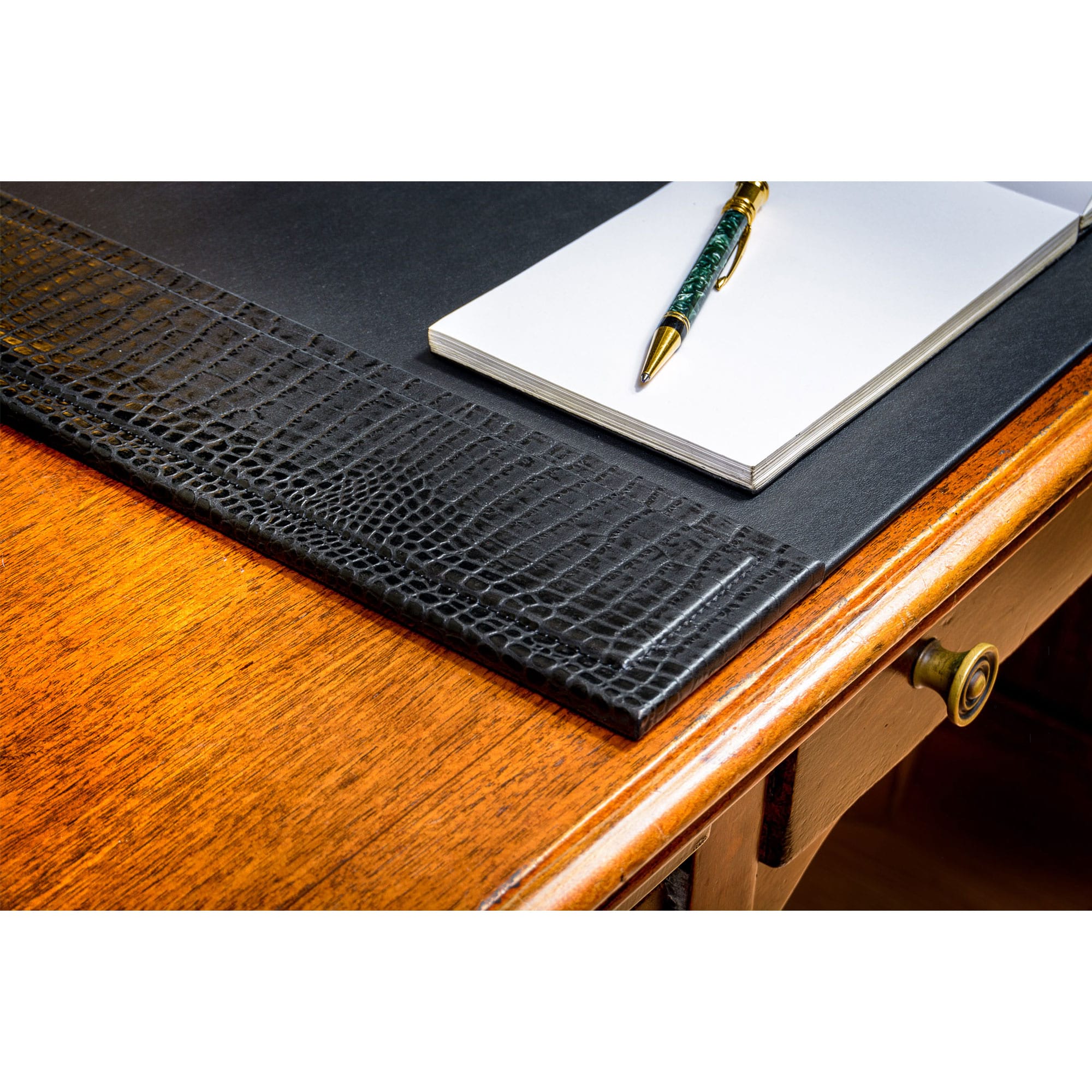 Black Crocodile Embossed Leather Desk Pad, 34 x 20 Black Crocodile Embossed Leather Desk Pad, 34 x 20