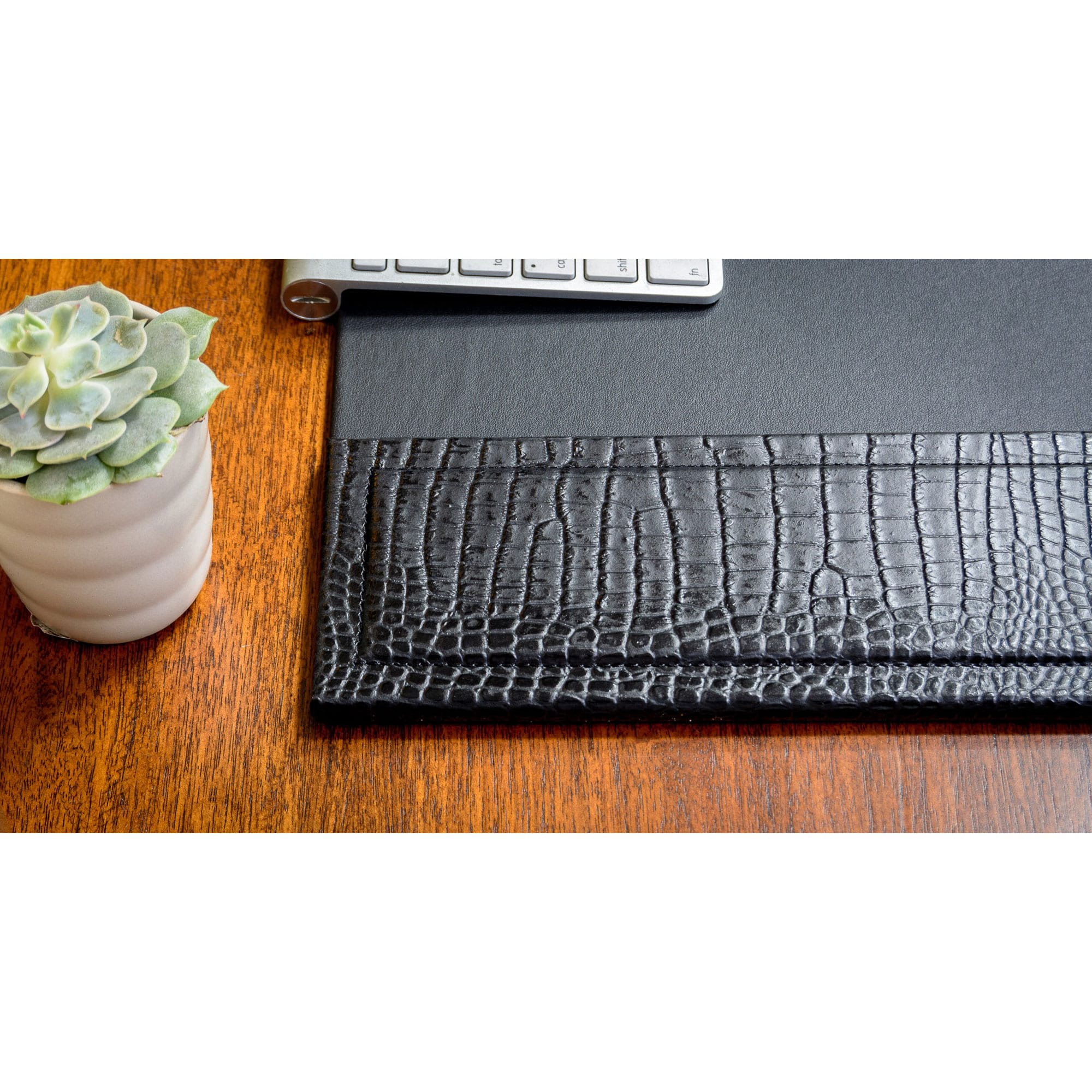 Black Crocodile Embossed Leather Desk Pad, 34 x 20 Black Crocodile Embossed Leather Desk Pad, 34 x 20