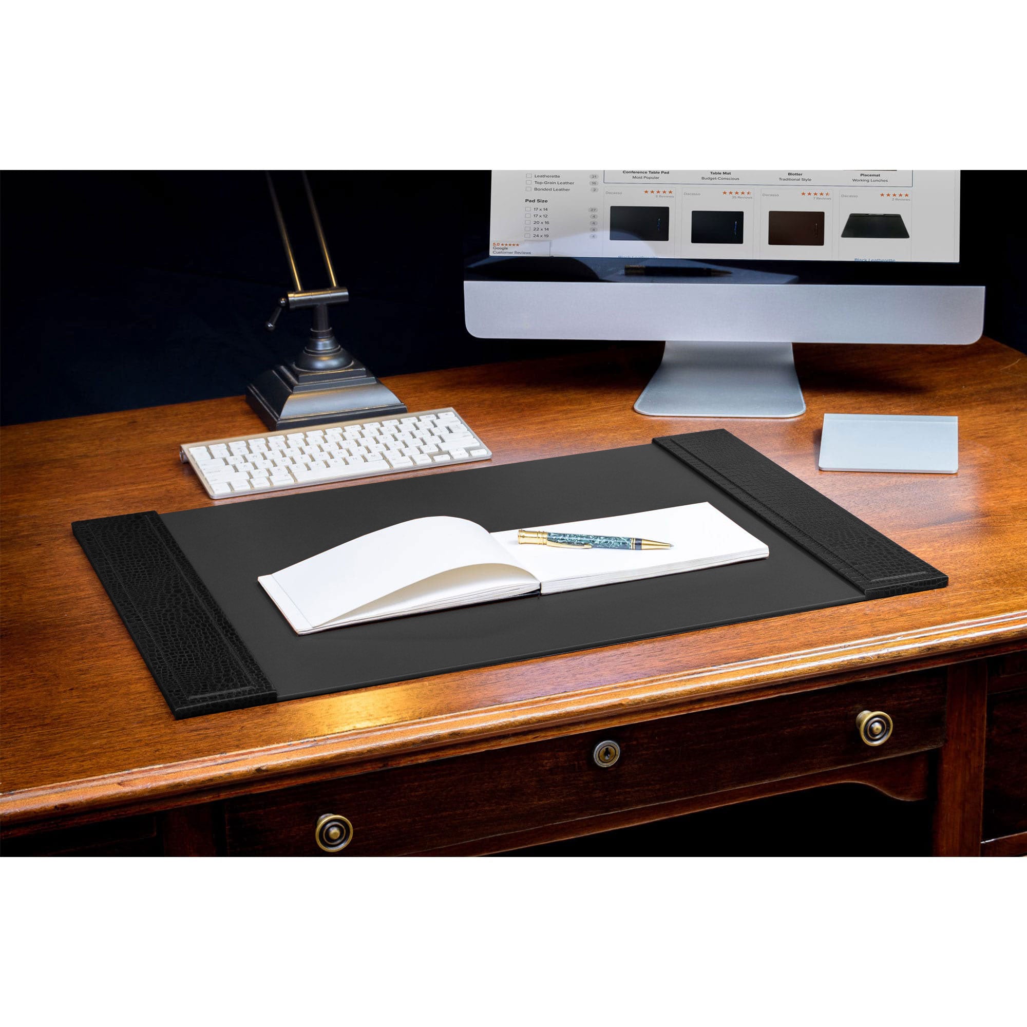 Black Crocodile Embossed Leather Desk Pad, 25.5 x 17.25 Black Crocodile Embossed Leather Desk Pad, 25.5 x 17.25