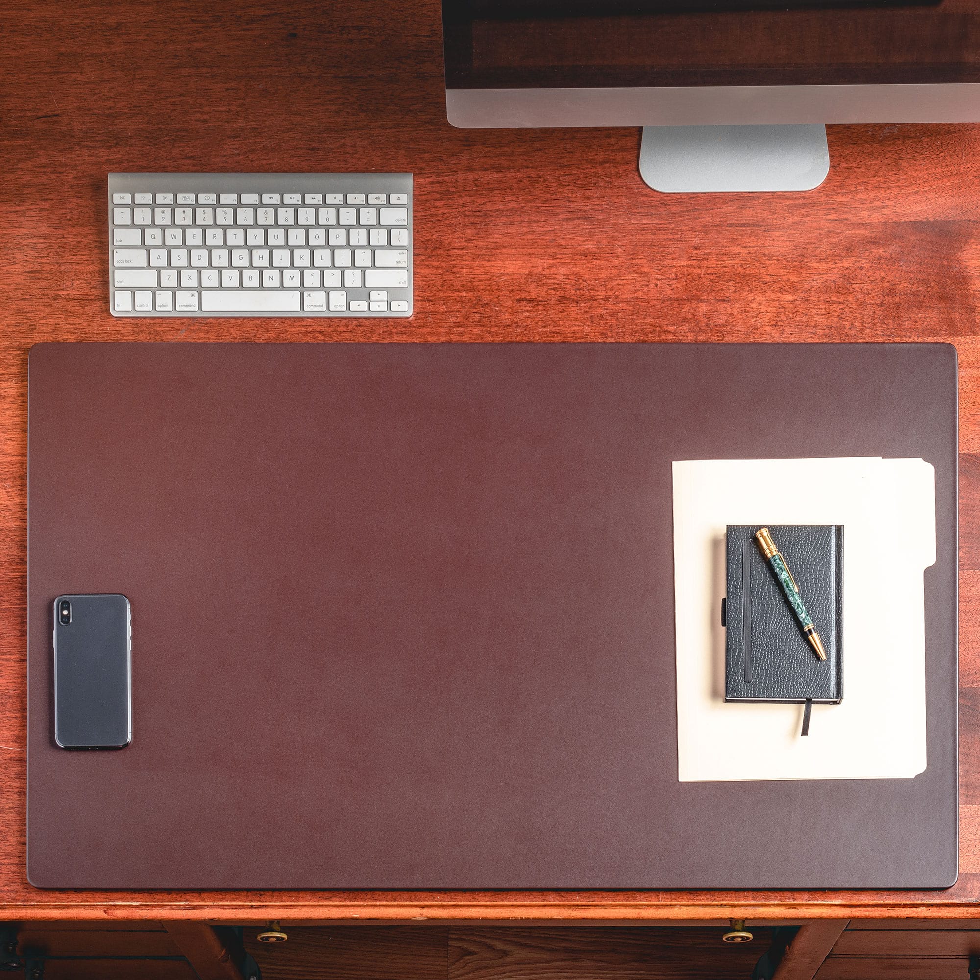 Chocolate Brown Leather Desk Pad w/out Rails, 34 x 20 Chocolate Brown Leather Desk Pad w/out Rails, 34 x 20
