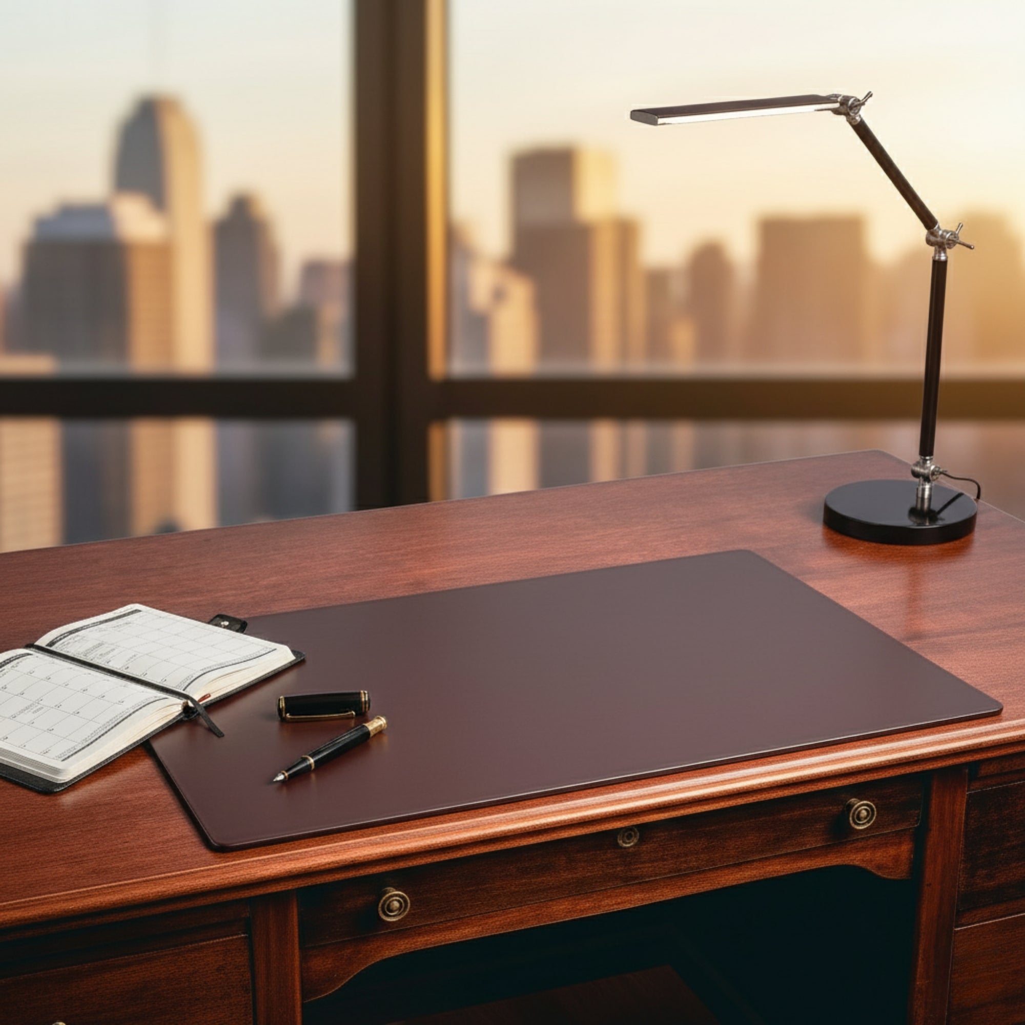 Chocolate Brown Leather Desk Pad w/out Rails, 34 x 20 Chocolate Brown Leather Desk Pad w/out Rails, 34 x 20
