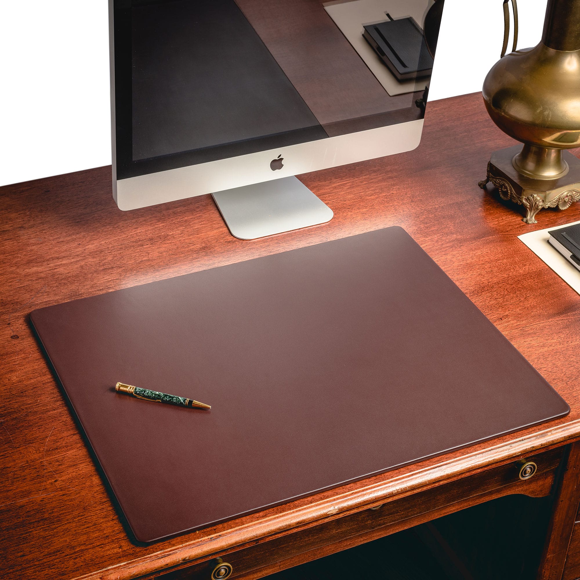 Chocolate Brown Leather Desk Pad w/out Rails, 24 x 19 Chocolate Brown Leather Desk Pad w/out Rails, 24 x 19