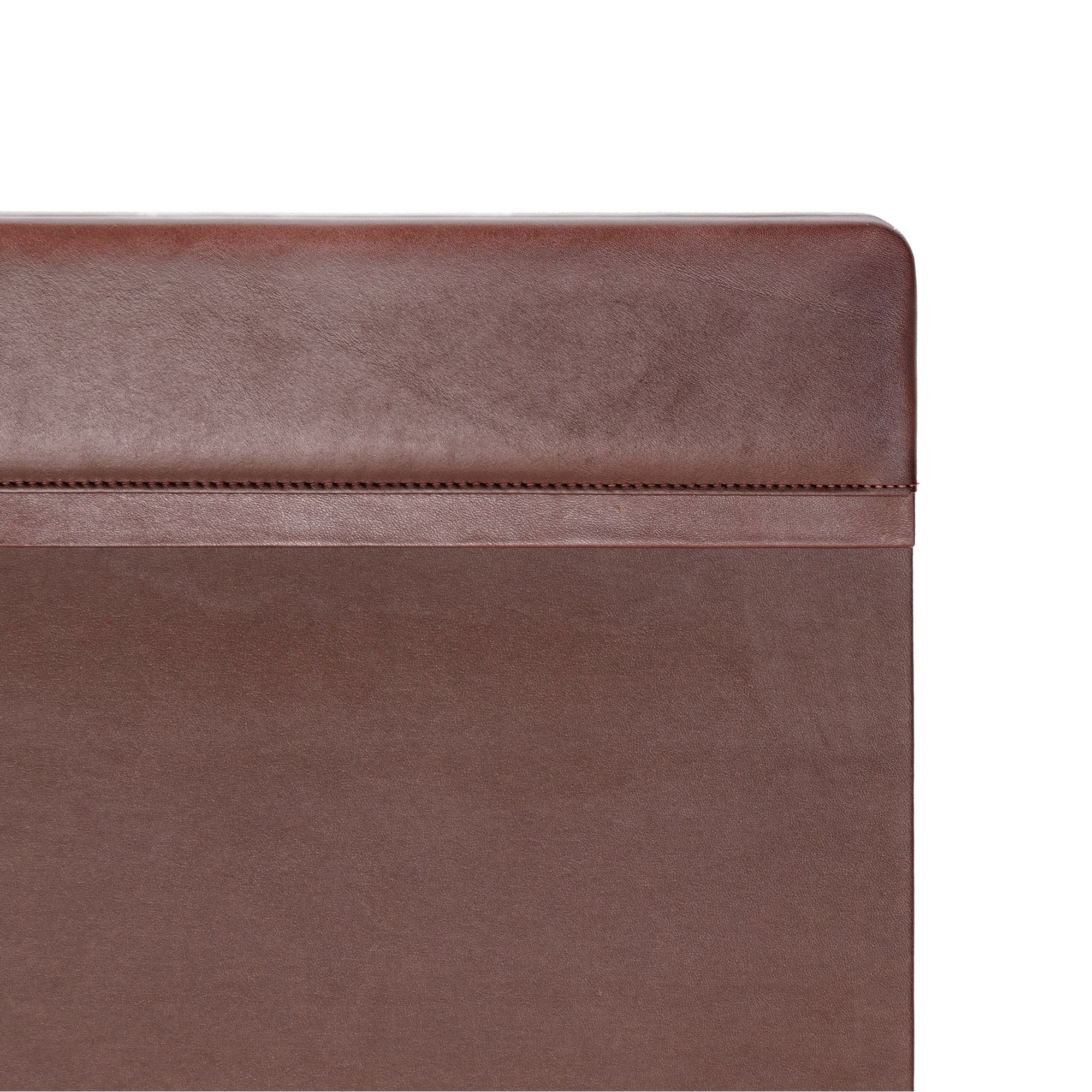 Chocolate Brown Leather Desk Pad, Top Rail, 34 x 20 Chocolate Brown Leather Desk Pad, Top Rail, 34 x 20