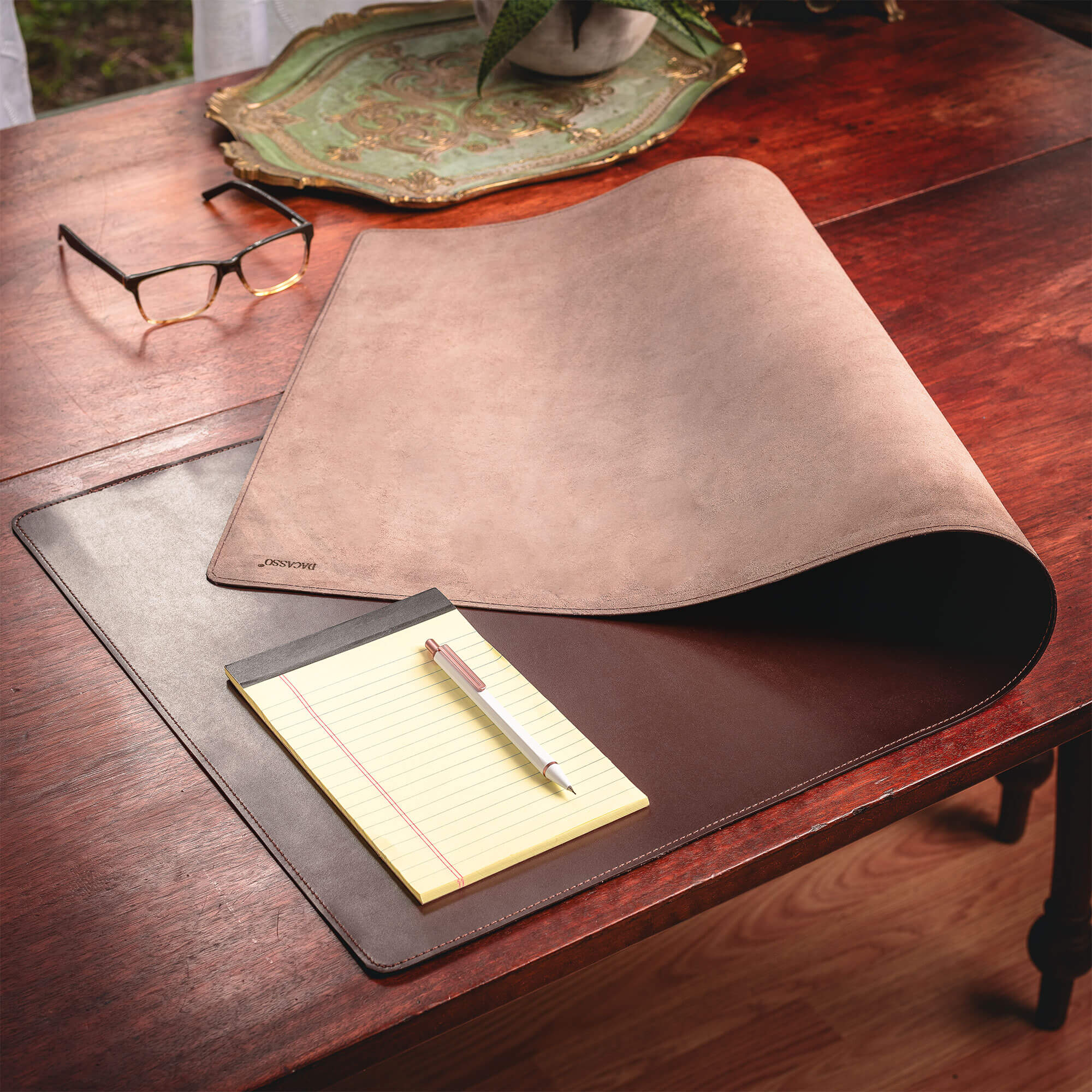 Dark Brown Bonded Leather No Core Rollable Desk Mat, 36 x 17 Dark Brown Bonded Leather No Core Rollable Desk Mat, 36 x 17