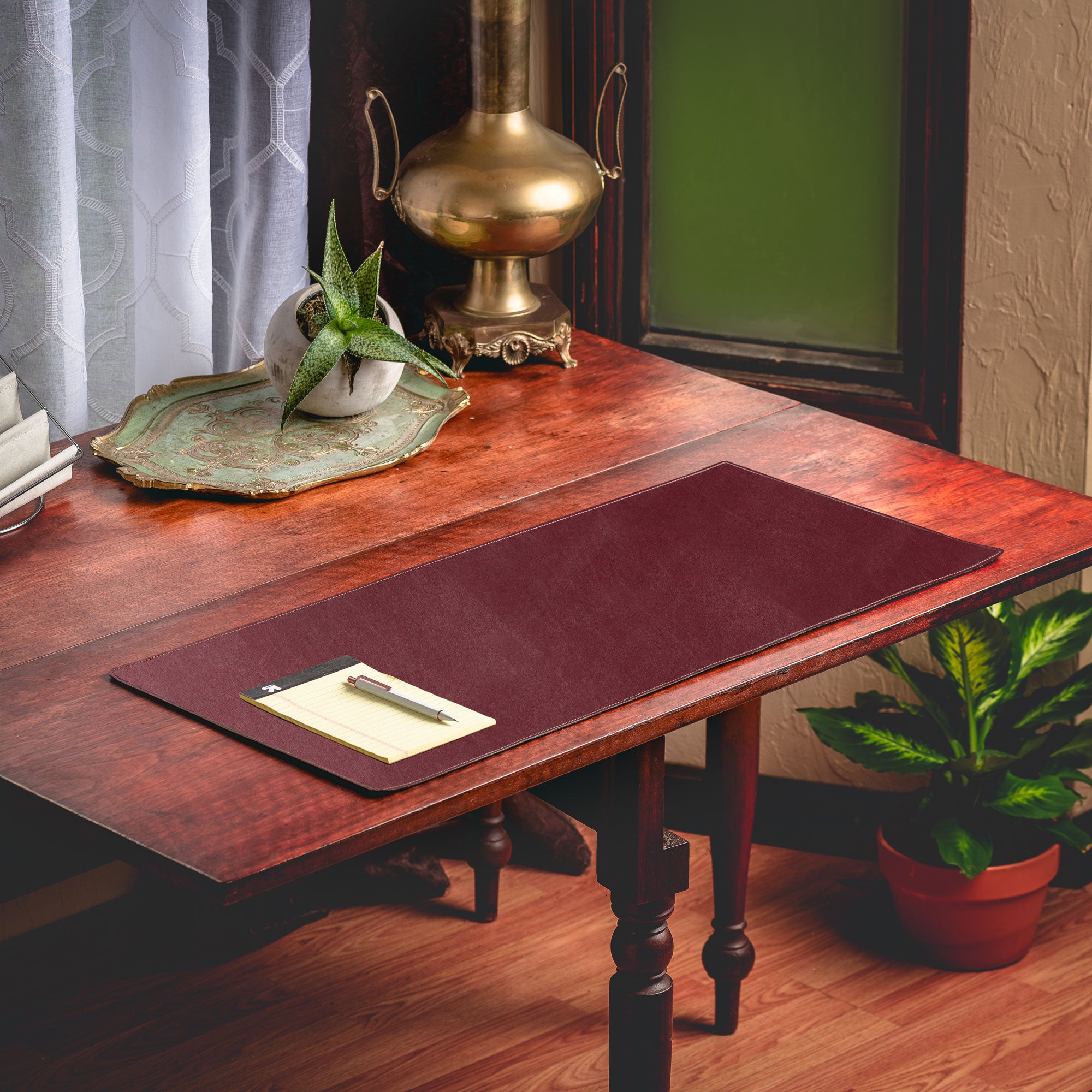 Burgundy Bonded Leather No Core Rollable Desk Mat, 32 x 15 Burgundy Bonded Leather No Core Rollable Desk Mat, 32 x 15