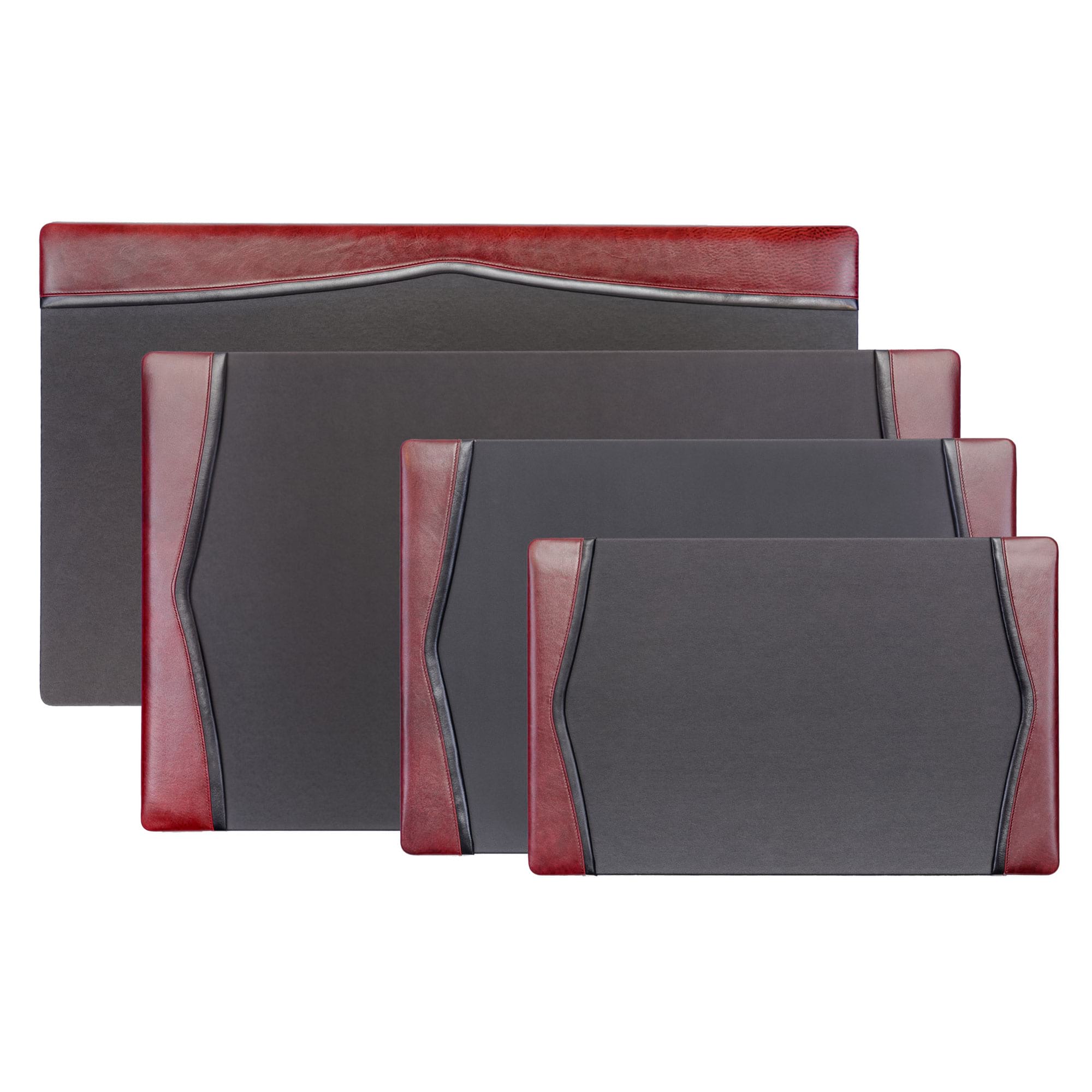 Burgundy Leather with Black Trim Desk Pad, 34 x 20 Burgundy Leather with Black Trim Desk Pad, 34 x 20