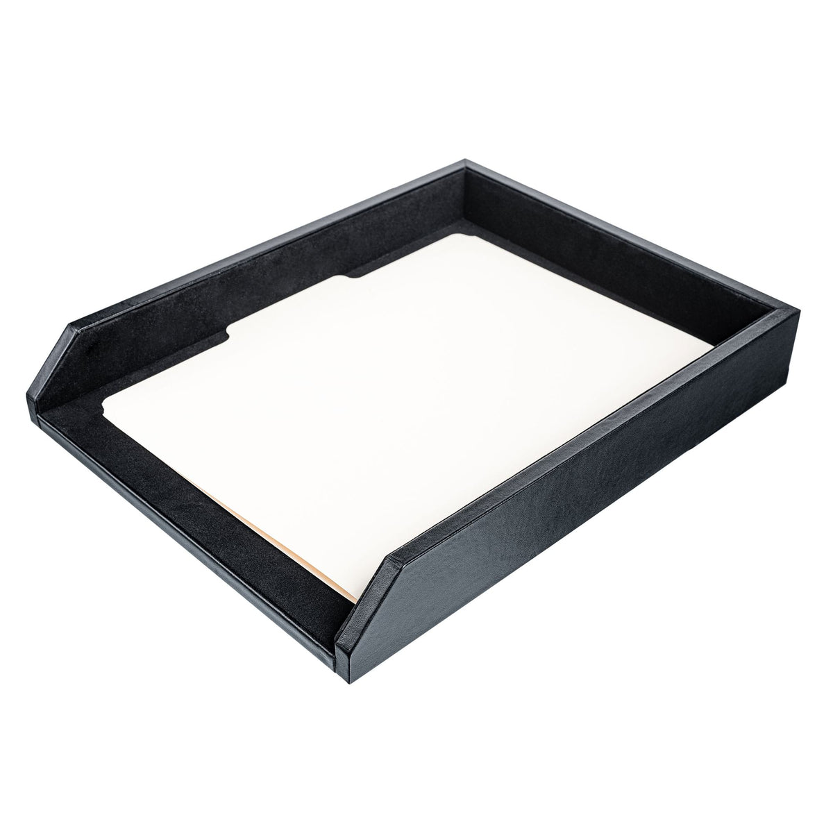 Classic Black Leather Letter Tray