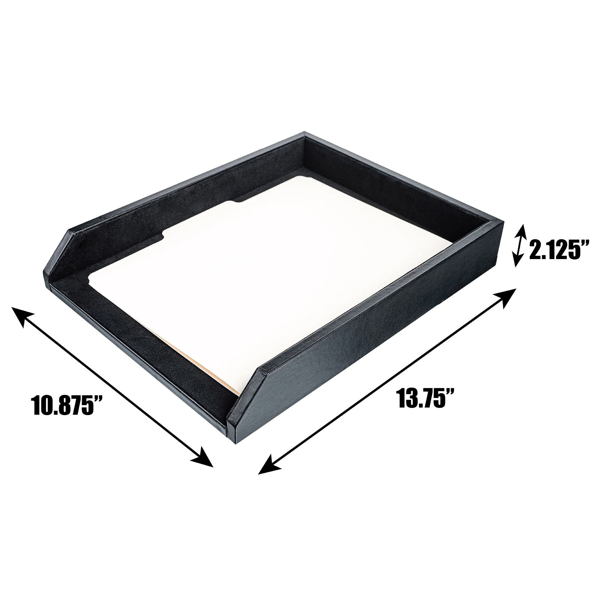 Classic Black Leather Letter Tray