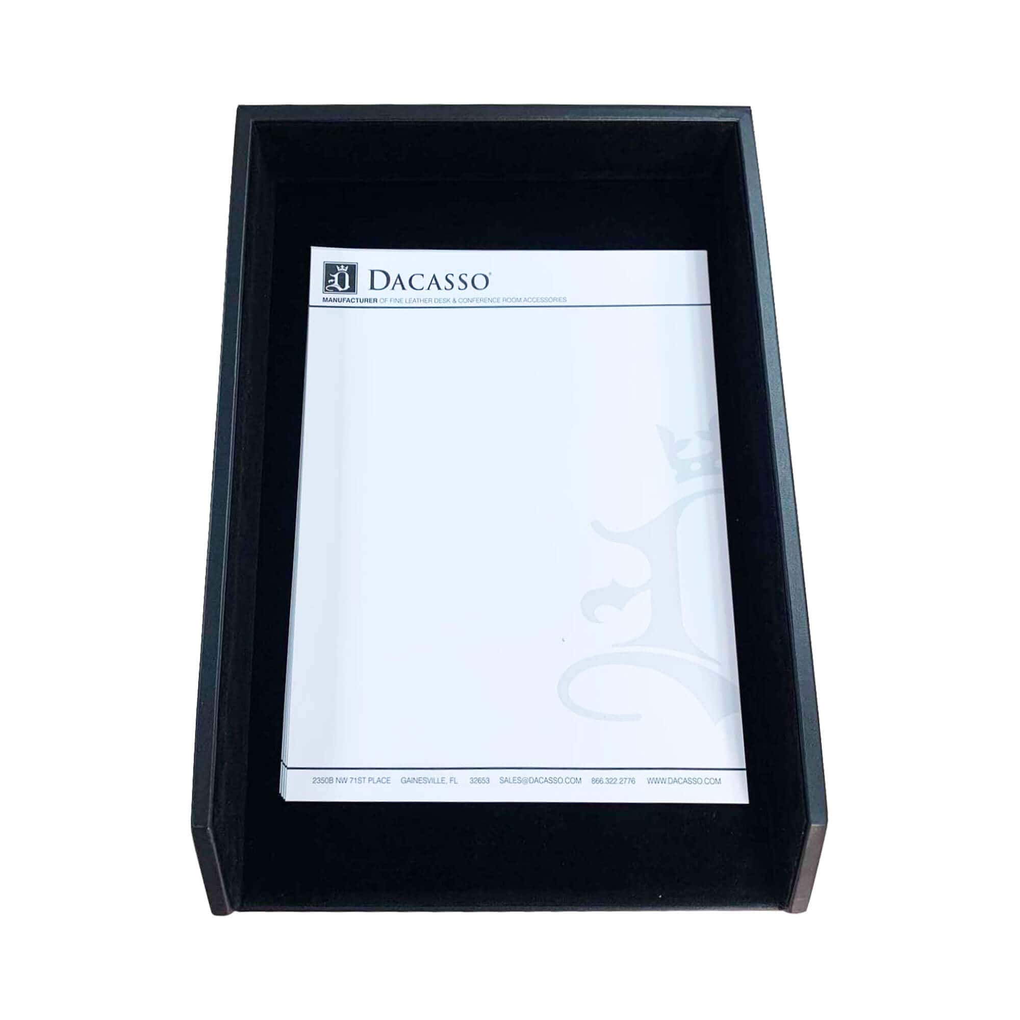 Classic Black Leather Letter Tray, Legal Size