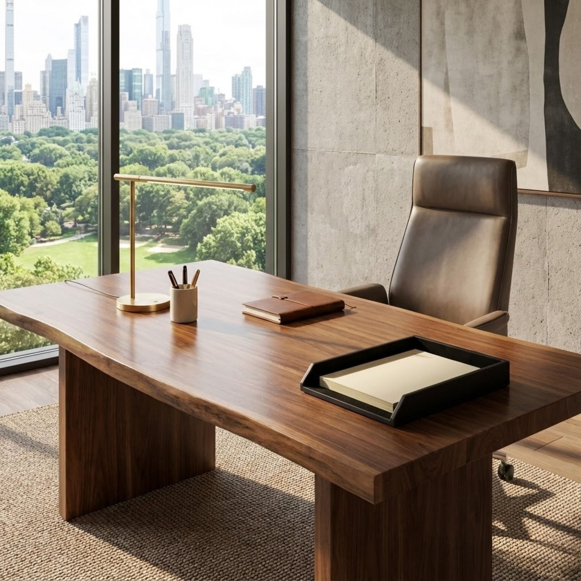 Classic Black Leather Letter Tray, Legal Size