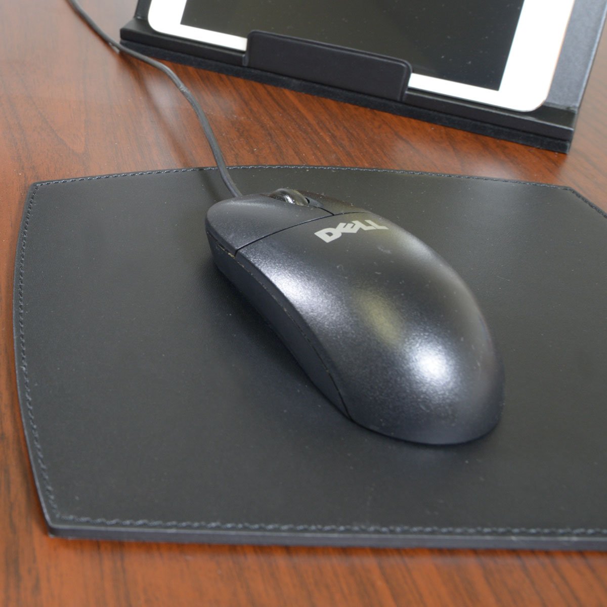 Classic Black Leather Mouse Pad