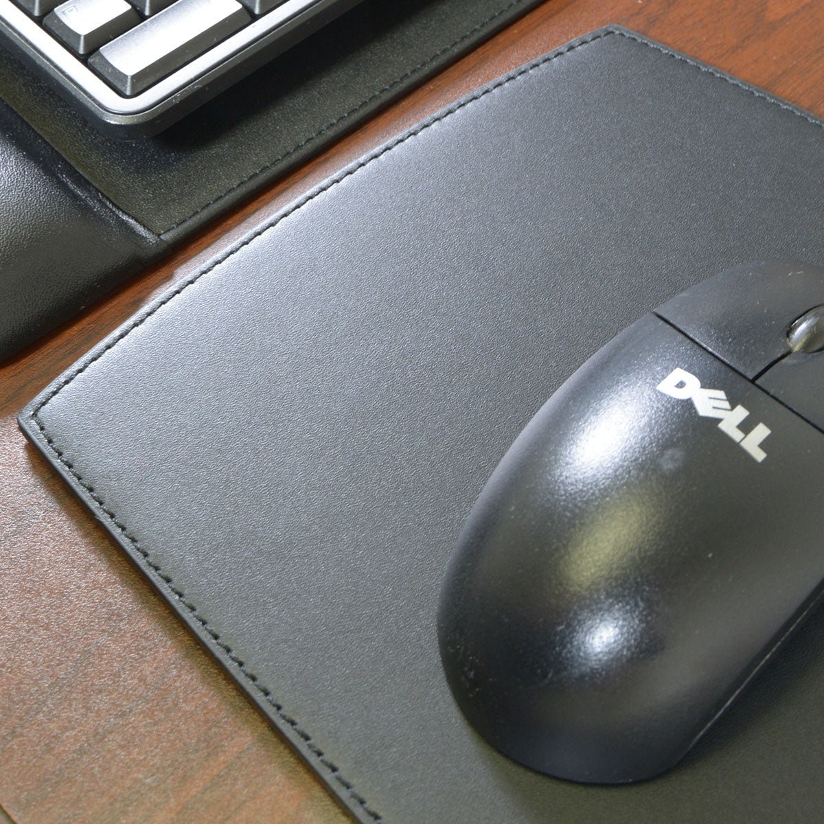Classic Black Leather Mouse Pad