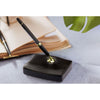 Classic Black Leather Single Pen Stand, Gold