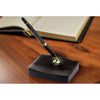 Classic Black Leather Single Pen Stand, Gold