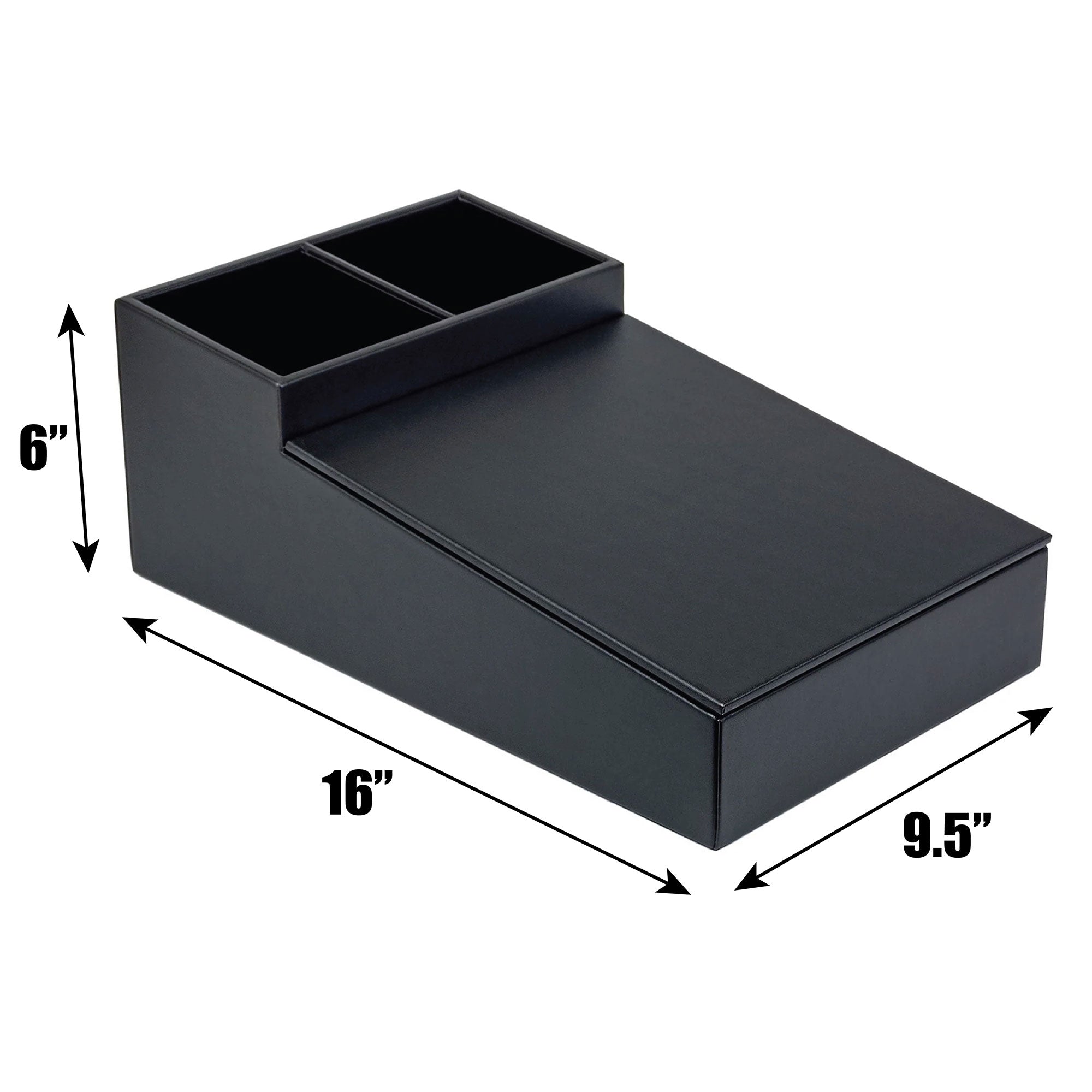 Classic Black Leather Coffee Condiment Organizer