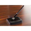 Classic Black Leather Single Pen Stand, Silver