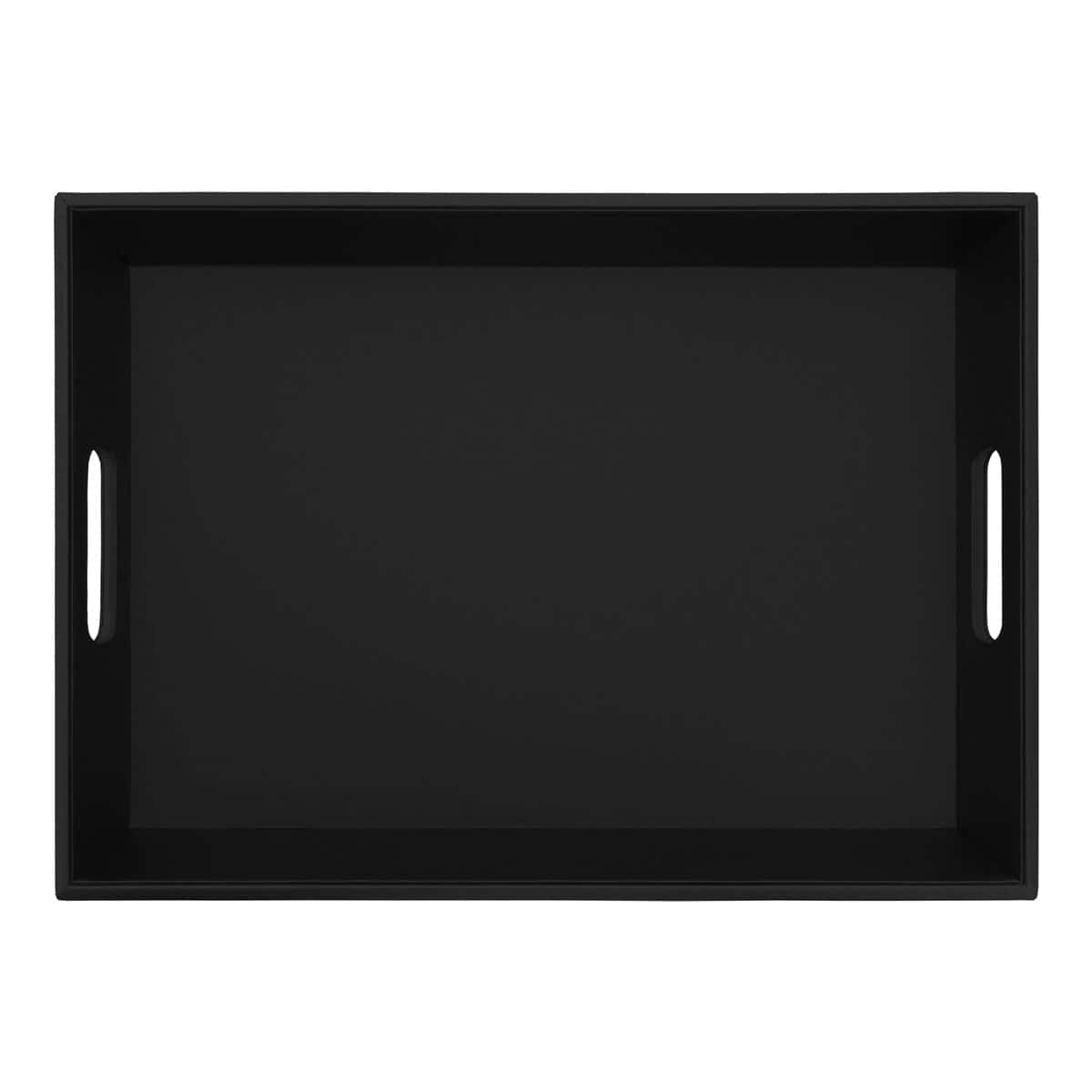 Classic Black Leather Tray with Handles