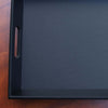 Classic Black Leather Tray with Handles