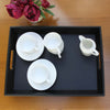 Classic Black Leather Tray with Handles