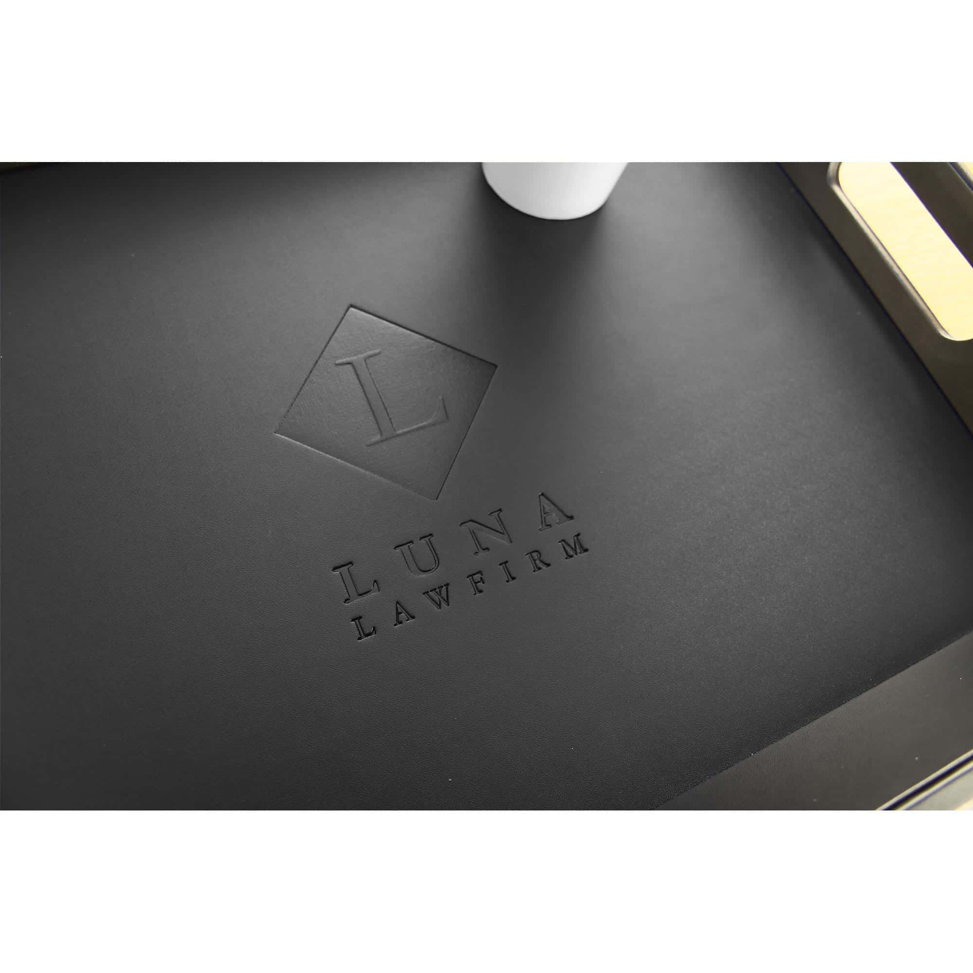 Classic Black Leather Tray with Handles