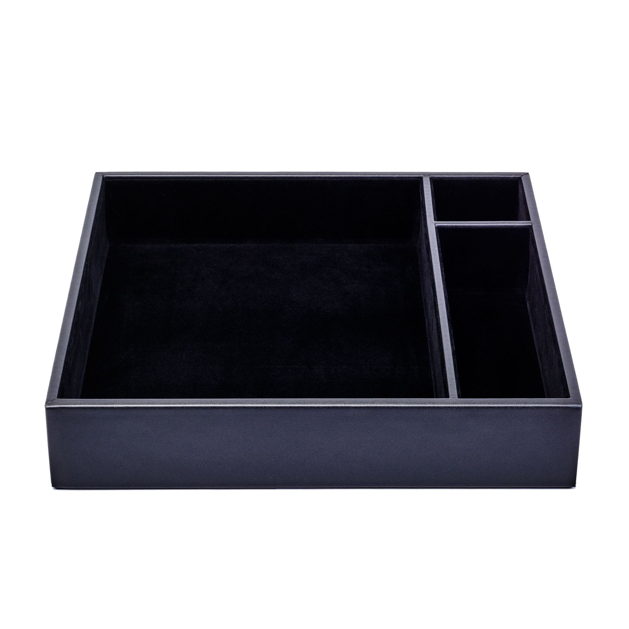 Black Leather Conference Room Organizer Tray