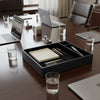 Black Leather Conference Room Organizer Tray