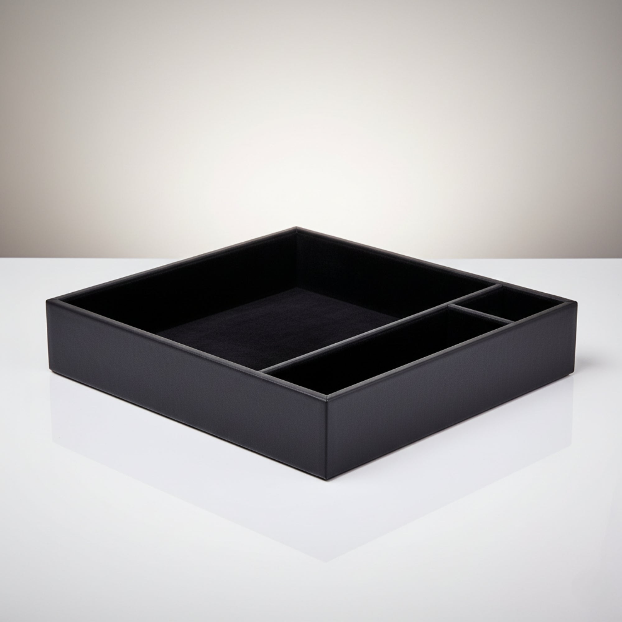 Black Leather Conference Room Organizer Tray