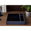 Black Leather Conference Room Organizer Tray
