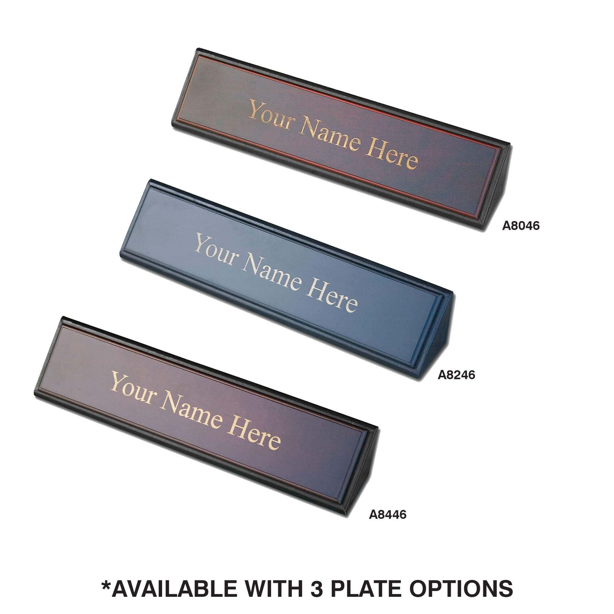 Classic Black Leather Nameplate Holder