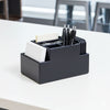 Classic Black Leather Multi-Purpose Desk Supply Organizer