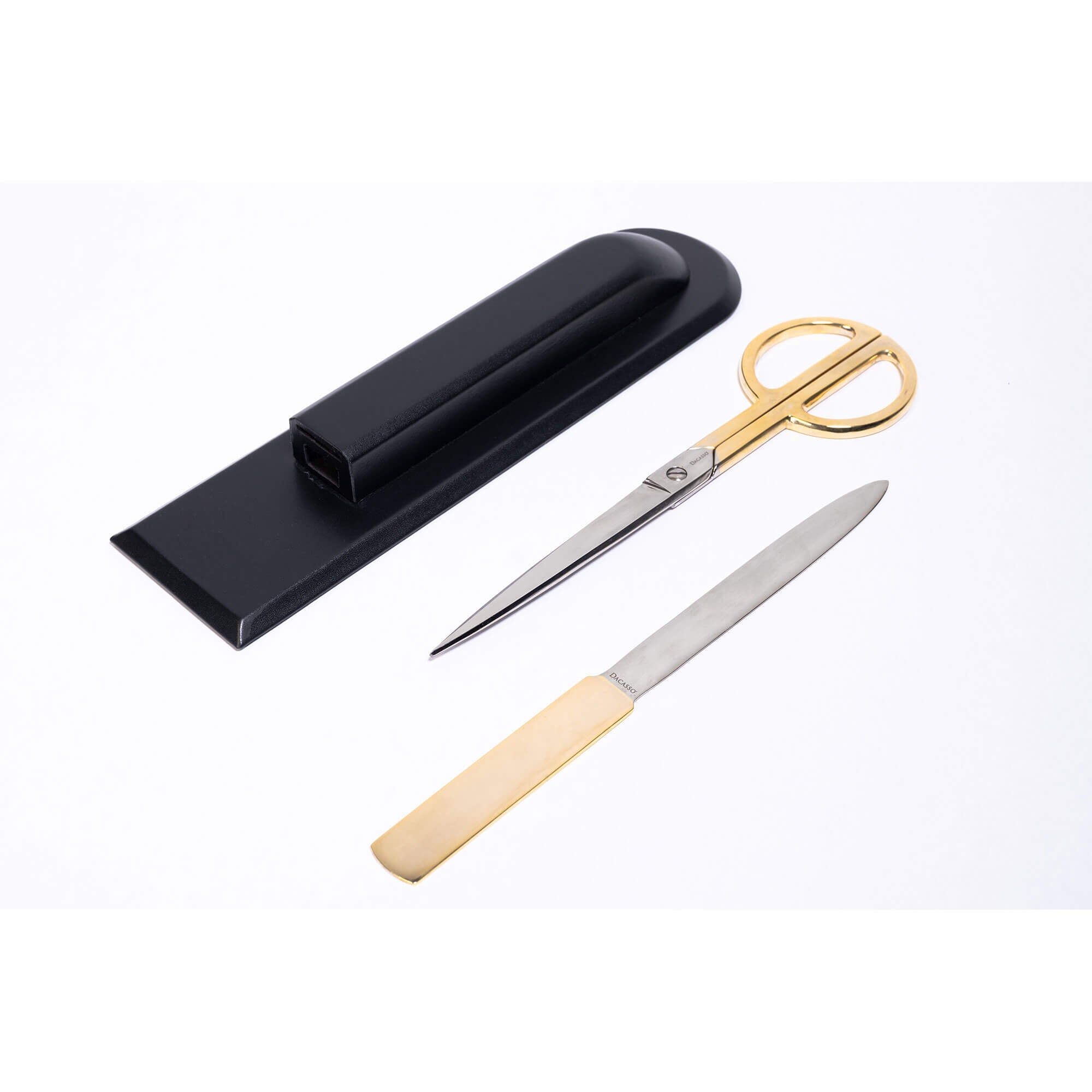 Classic Black Leather Library Set with Gold Hardware